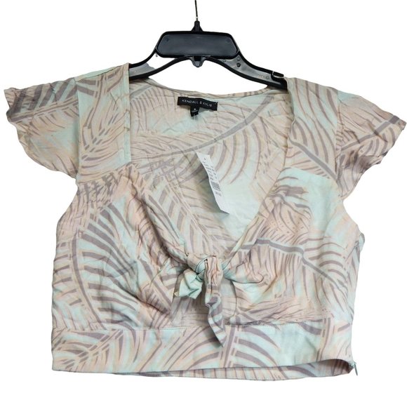 Kendall & Kylie PacSun Womens Hawaiian Print Tie Front Crop Top Size XS - Picture 1 of 10